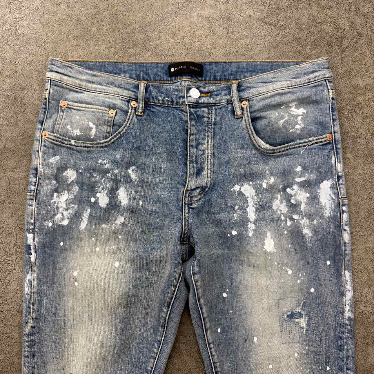 Purple Jeans &quot;PAINT SPLATTER&quot; Blue Used Size 36