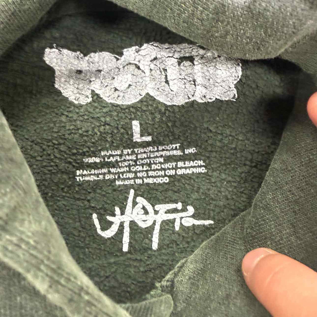Travis Scott Hoodie "ONE NIGHT IN UTOPIA" Olive Used Size L