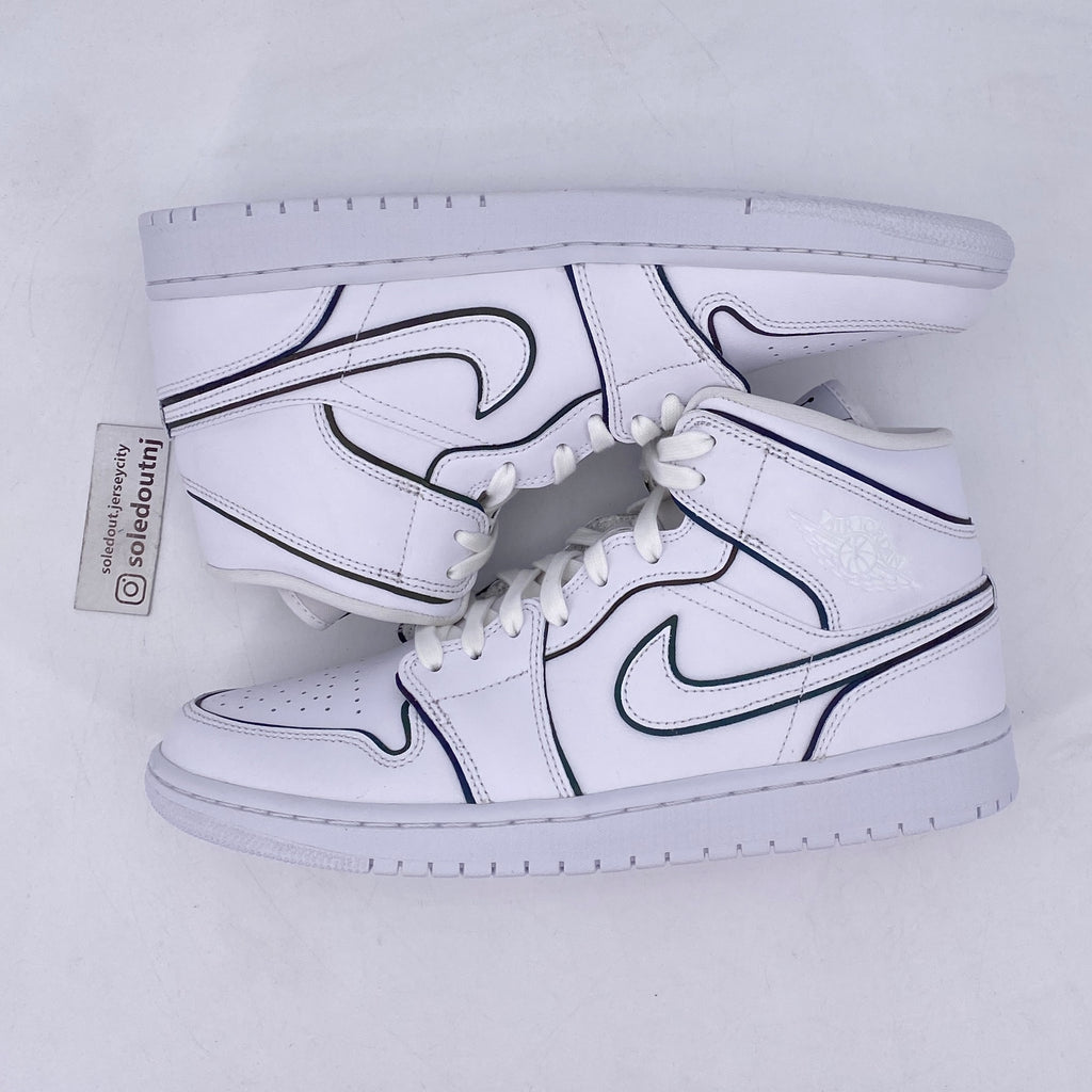 Air Jordan (W) 1 Mid "Iridescent Reflective White" 2019 New Size 12W