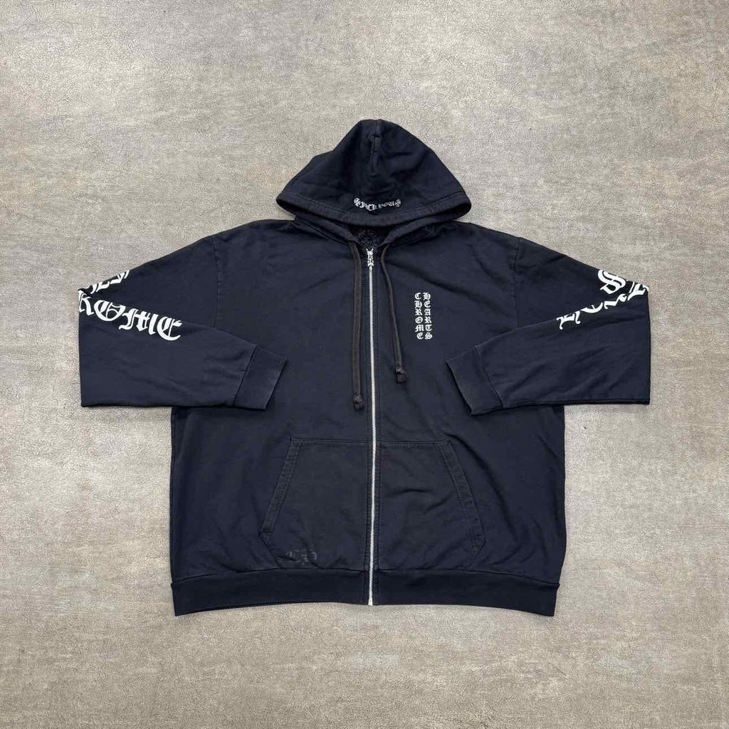 Chrome Hearts Zip Up "VERTICAL LOGO" Black Used Size 2XL