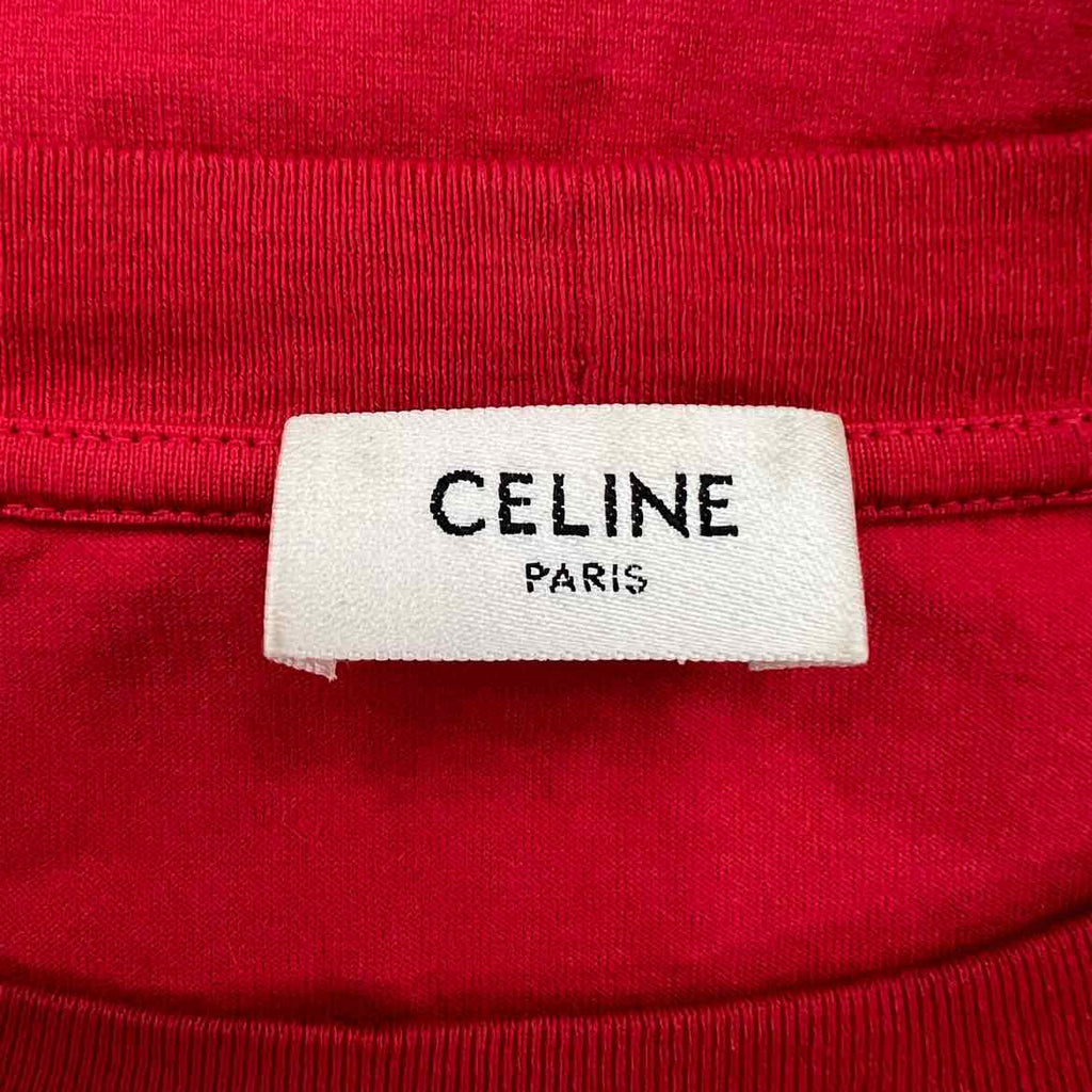 Celine T-Shirt "LUCKY LOVER" Red Used Size XS