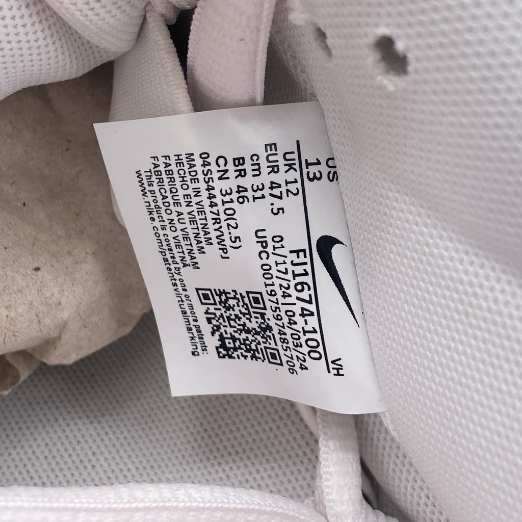 Nike SB Dunk Low "Triple White" 2024 New Size 13