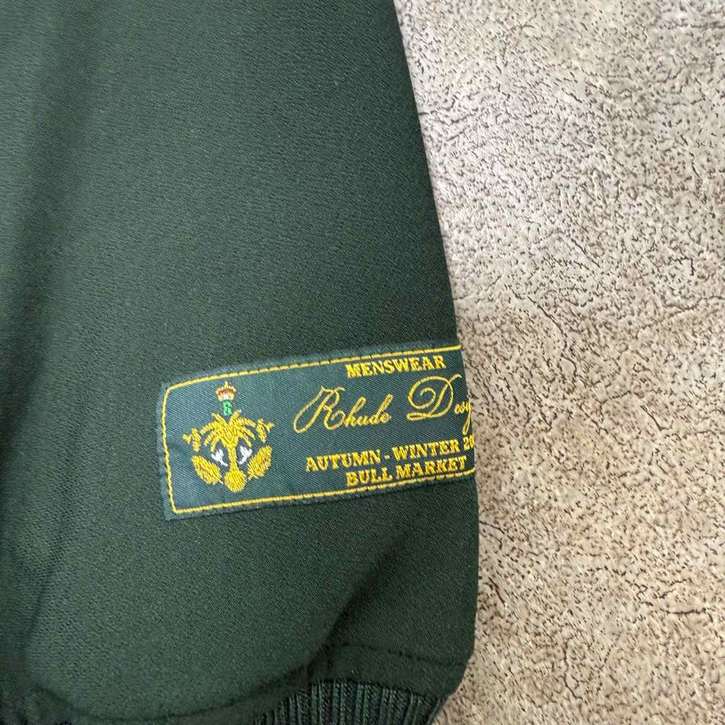 Rhude Zip Up "COLLEGE LOGO" Olive Used Size S