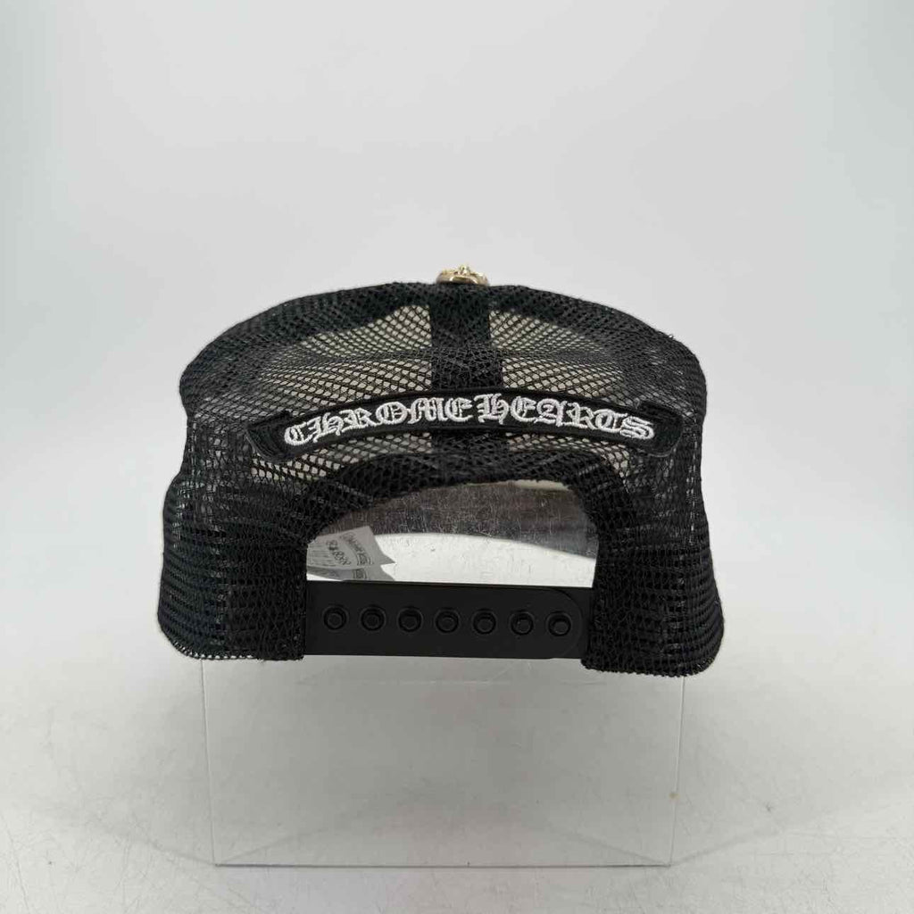 Chrome Hearts Trucker Hat "LEATHER CROSS" Used White Size OS
