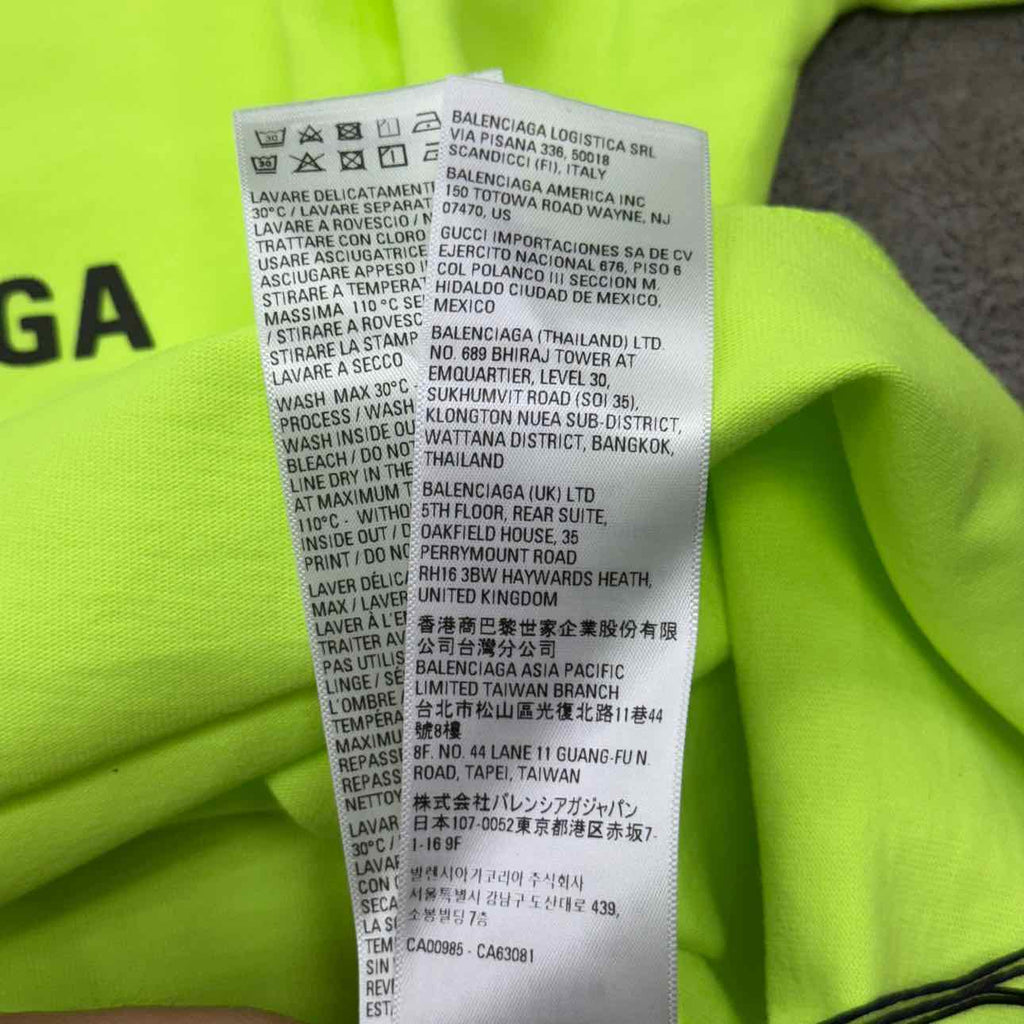 Balenciaga T-Shirt "WFP" Neon New Size XS