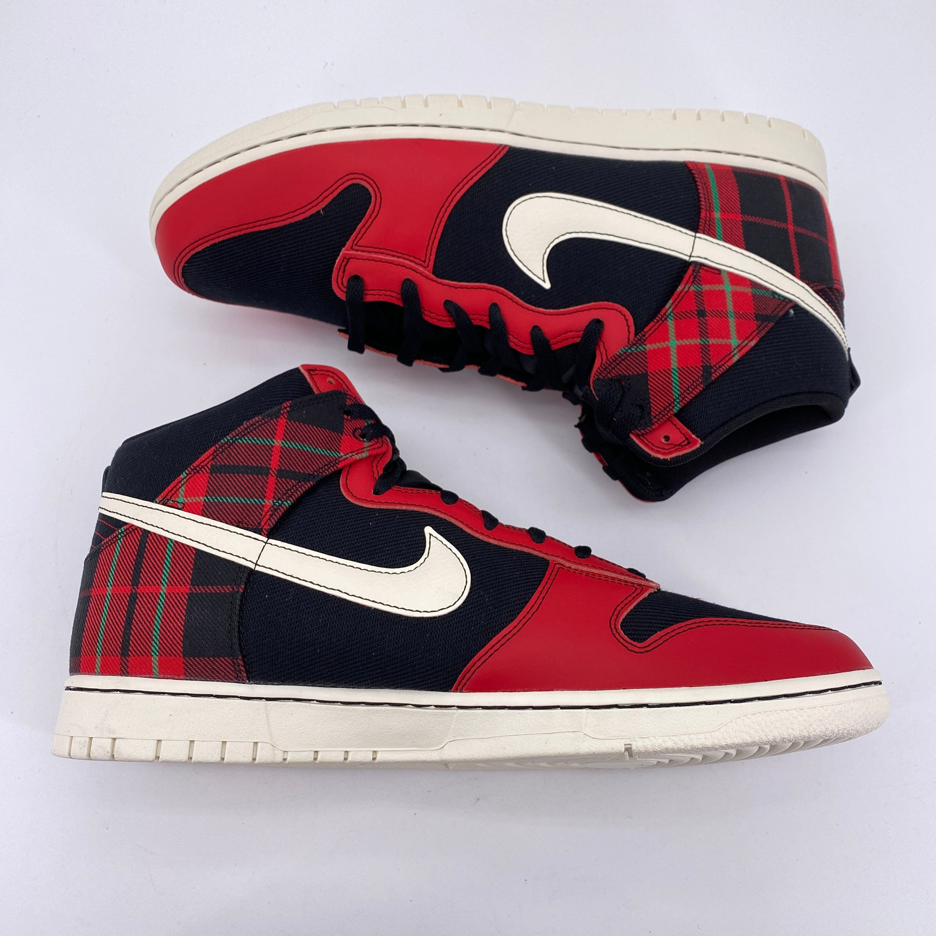 Nike Dunk High &quot;Plaid University Red&quot; 2023 New Size 14
