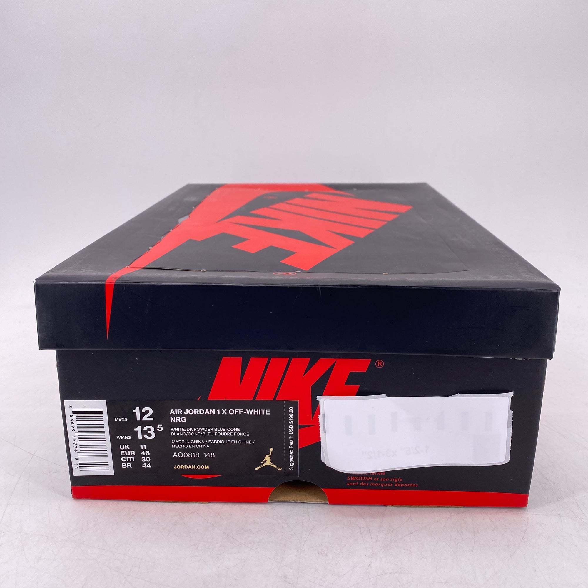 Air Jordan 1 Retro High OG &quot;Off White Unc&quot; 2018 New Size 12