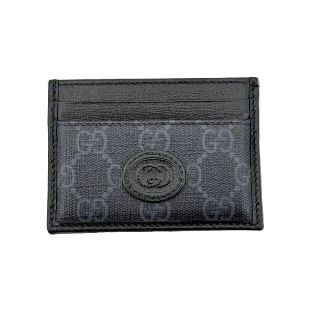 Gucci Card Holder "INTERLOCKING G" Used Black Size OS