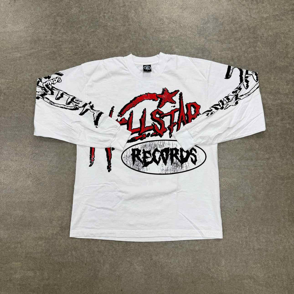 Hellstar Long Sleeve "RECORDS" White New Size L