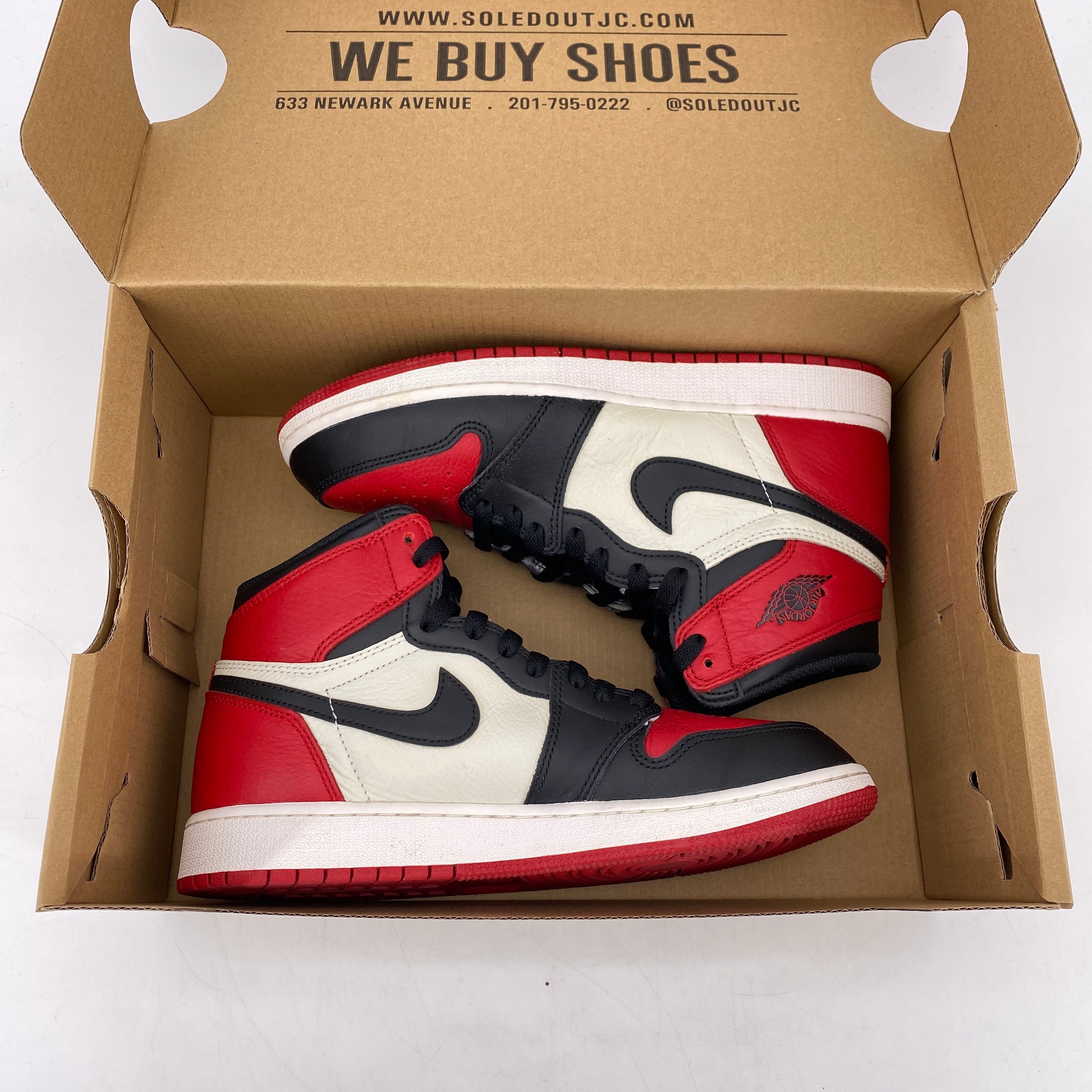 Air Jordan (GS) 1 Retro High OG &quot;Bred Toe&quot; 2018 Used Size 7Y