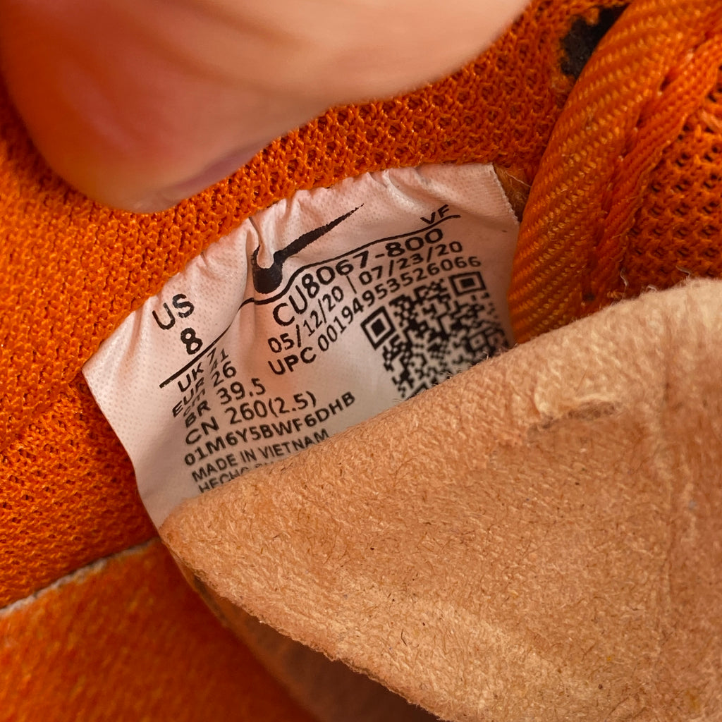 Nike Air Force 1 "Orange Skeleton" 2020 Used Size 8