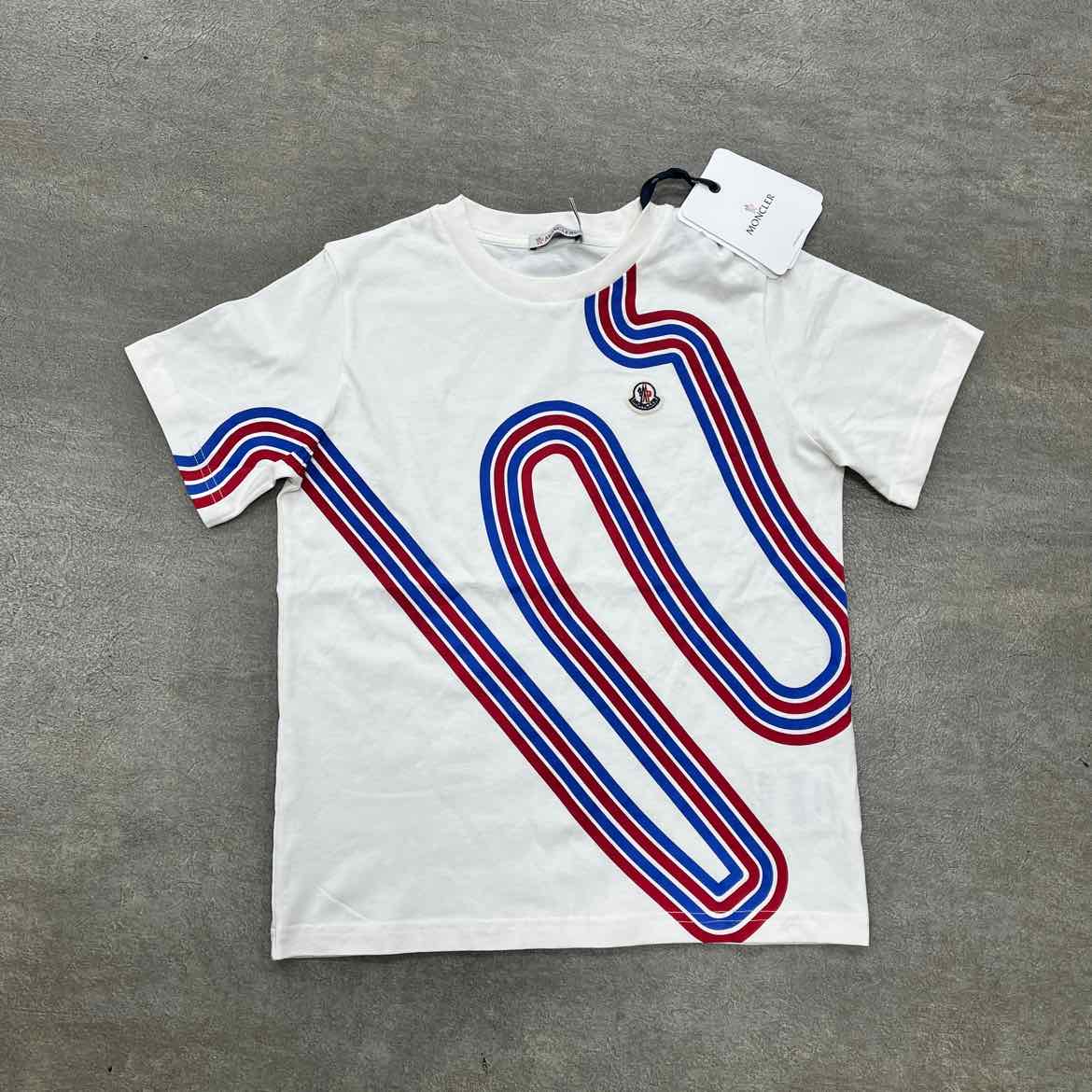 Moncler T-Shirt &quot;STRIPES&quot; White New Size 10