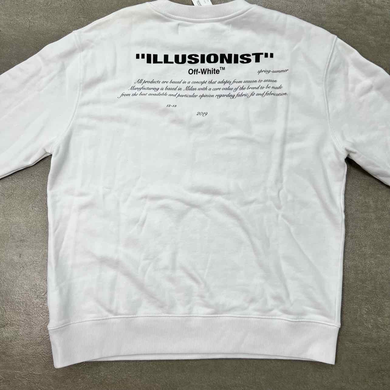 OFF-WHITE Crewneck Sweater &quot;ILLUSIONS&quot; White Used Size XL