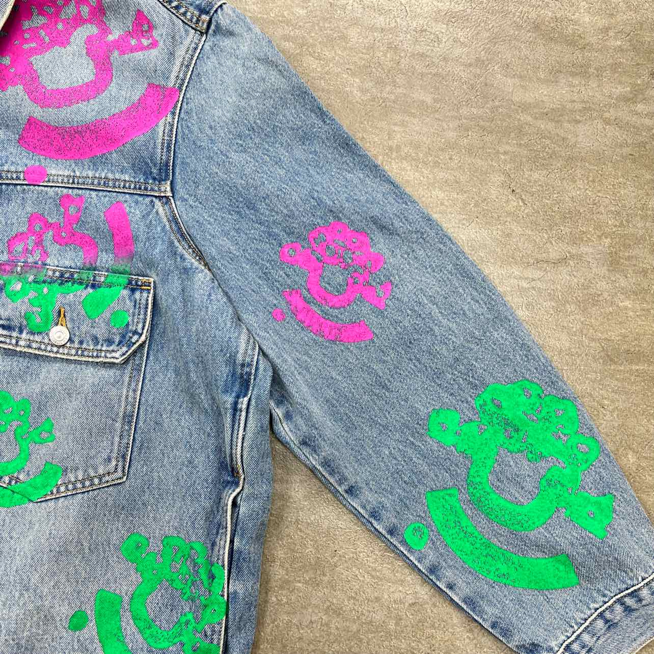 Denim Tears Jacket "BSTROY TEARS" Pink/Green Used Size 2XL