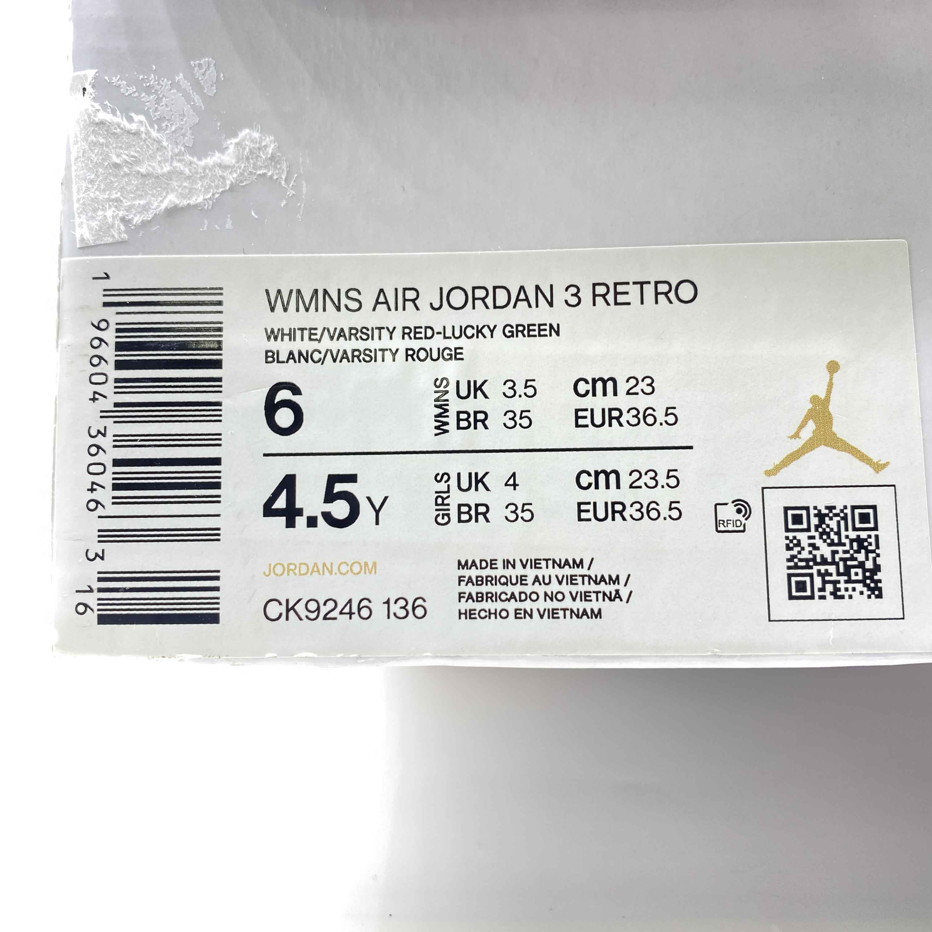 Air Jordan (W) 3 Retro &quot;Lucky Green&quot; 2023 New Size 6W