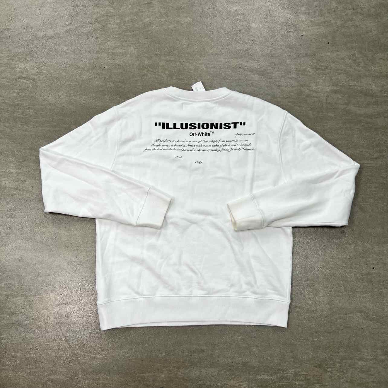 OFF-WHITE Crewneck Sweater &quot;ILLUSIONS&quot; White Used Size XL