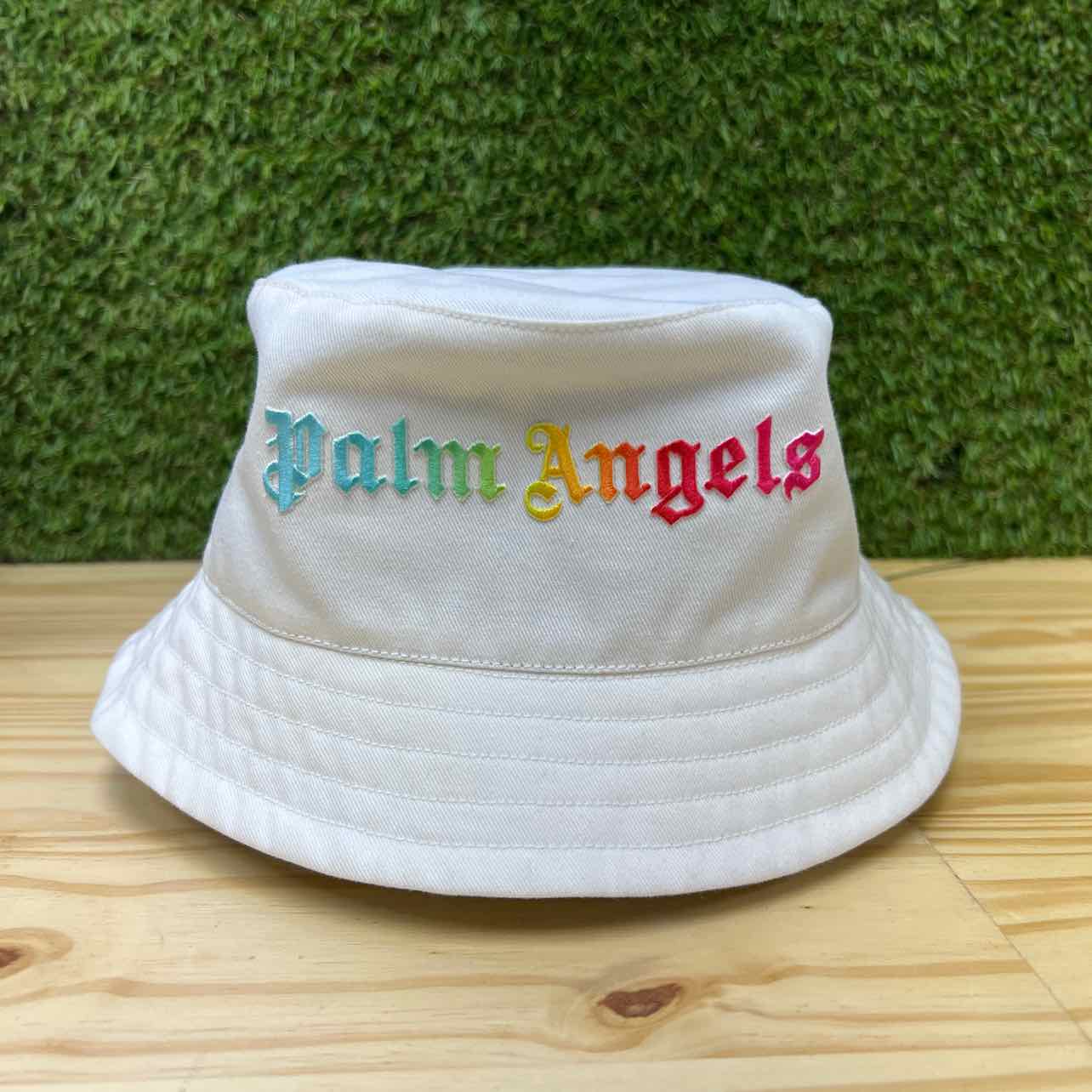 Palm Angels Bucket Hat "RACER BLUE" Cream New Size OS