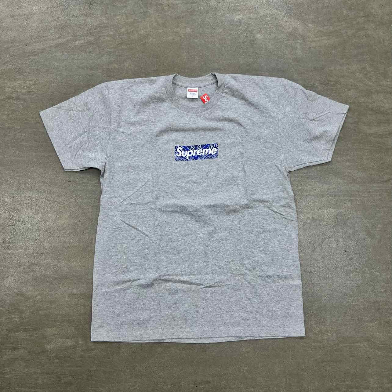 Supreme T-Shirt &quot;PAISLEY BOX LOGO&quot; Grey New Size L