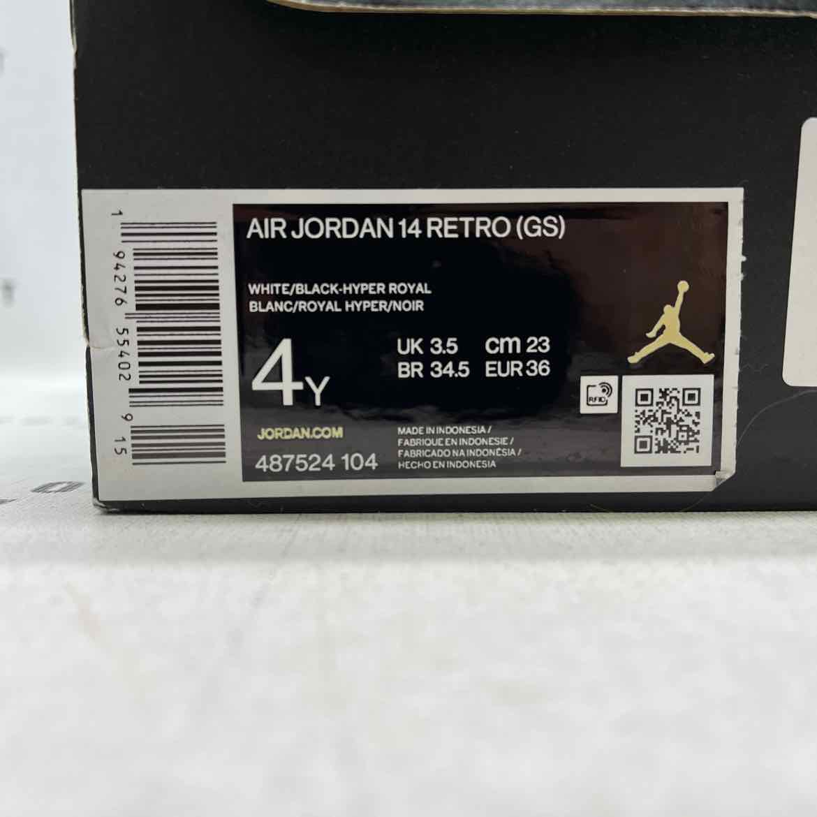 Air Jordan (GS) 14 Retro &quot;White Hyper Royal&quot; 2020 Used Size 4Y