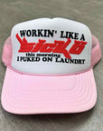 Sicko Trucker Hat "PUKED ON LAUNDRY" New Pink / White Size OS