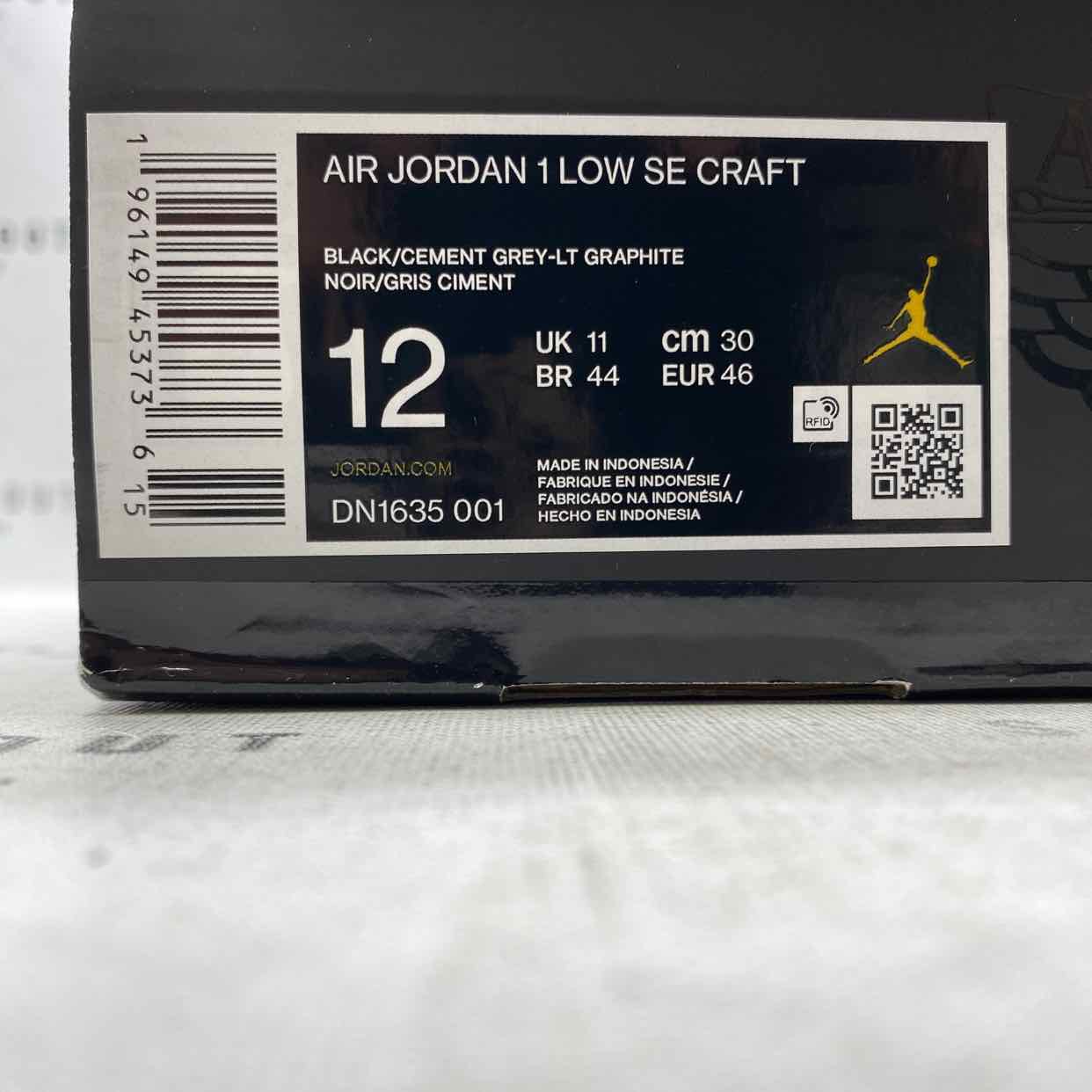 Air Jordan 1 Retro Low &quot;Craft Inside Out Black&quot; 2022 New Size 12