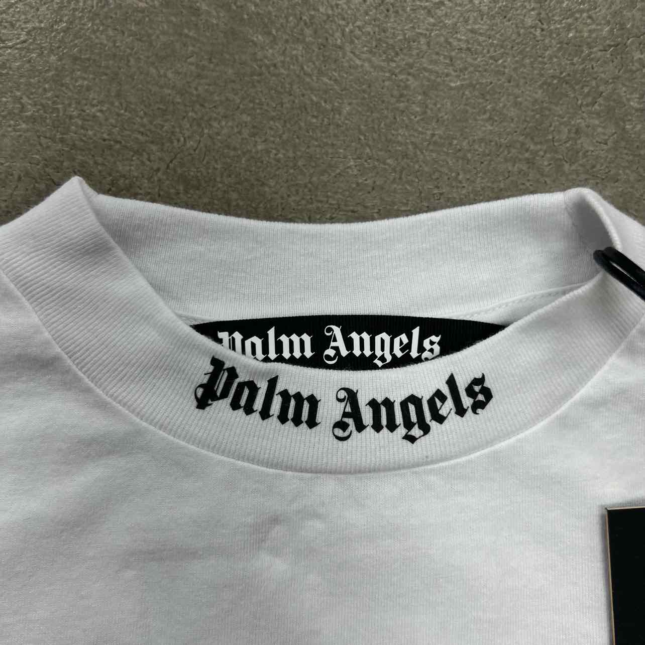 Palm Angels T-Shirt &quot;NECK LOGO&quot; White New Size L