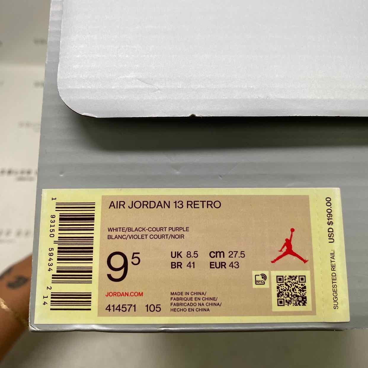 Air Jordan 13 Retro &quot;Lakers&quot; 2019 Used Size 9.5