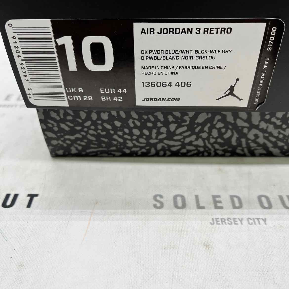 Air Jordan 3 Retro &quot;Powder Blue&quot; 2014 New Size 10