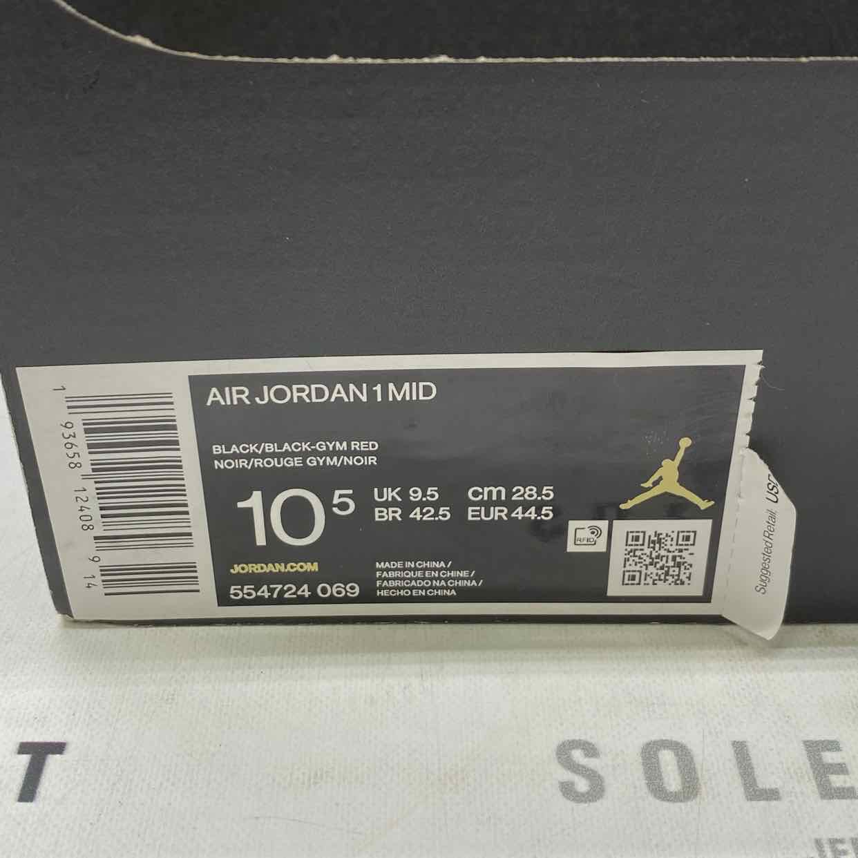 Air Jordan 1 Mid &quot;Chicago Toe&quot; 2020 New Size 10.5