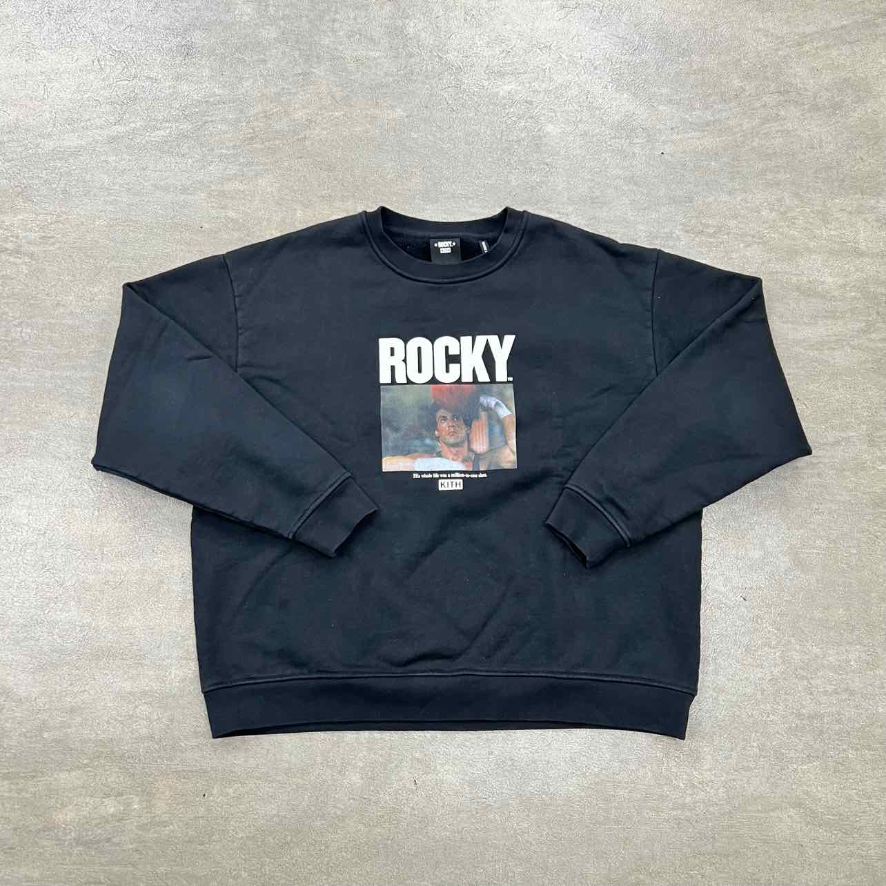 Kith Crewneck Sweater &quot;ROCKY MILLION TO ONE&quot; Black Used Size 2XL