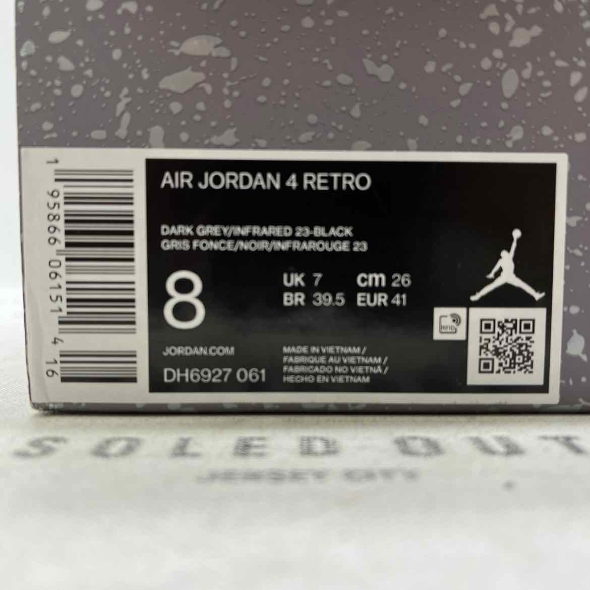 Air Jordan 4 Retro &quot;Infrared&quot; 2022 New Size 8