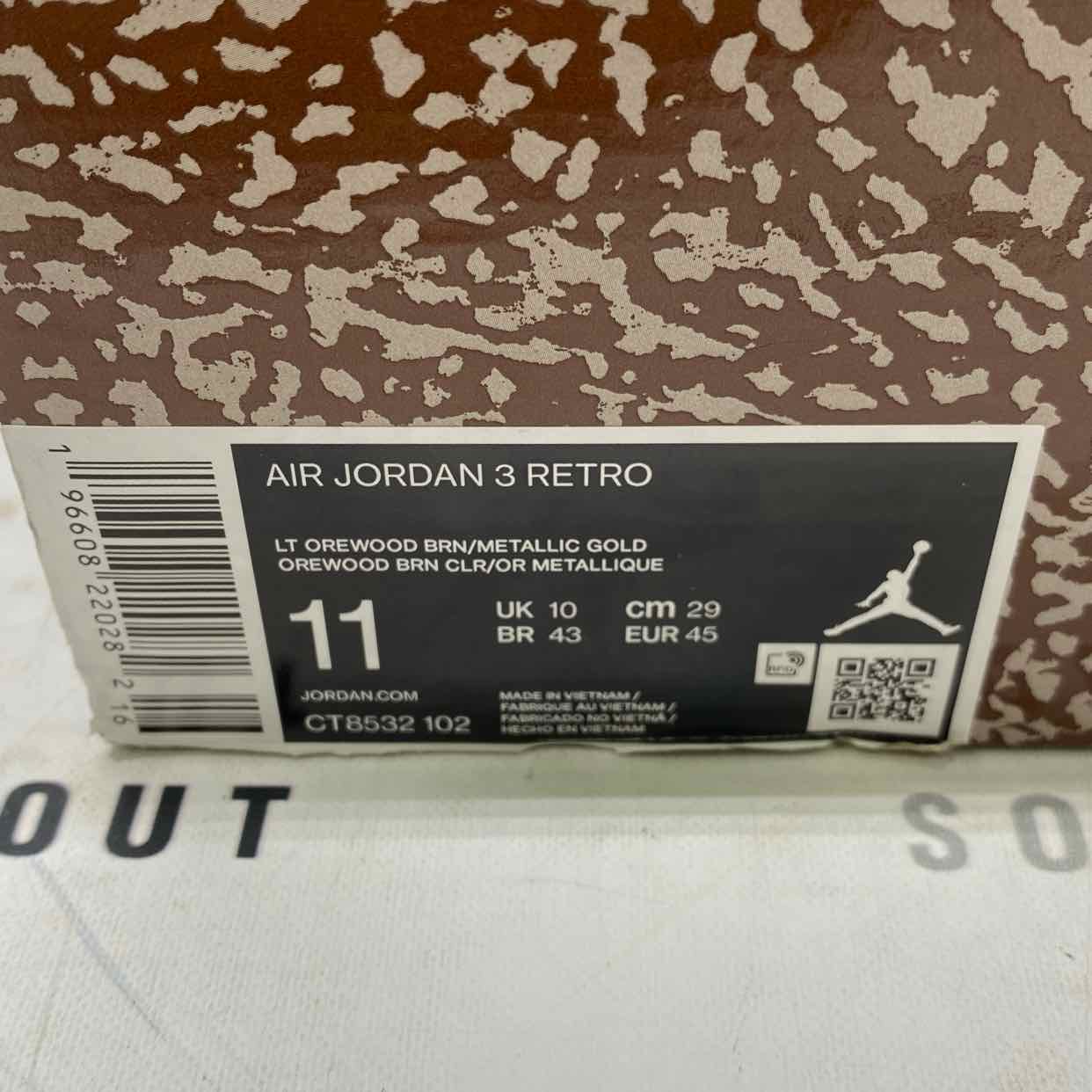 Air Jordan 3 Retro &quot;PALOMINO&quot; 2023 Used Size 11