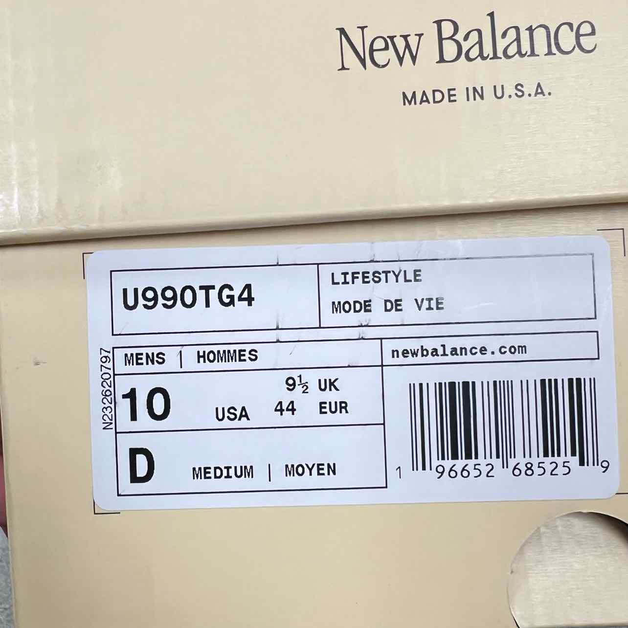 New Balance 990V4 &quot;Grey Black Cream&quot; 2022 New Size 10