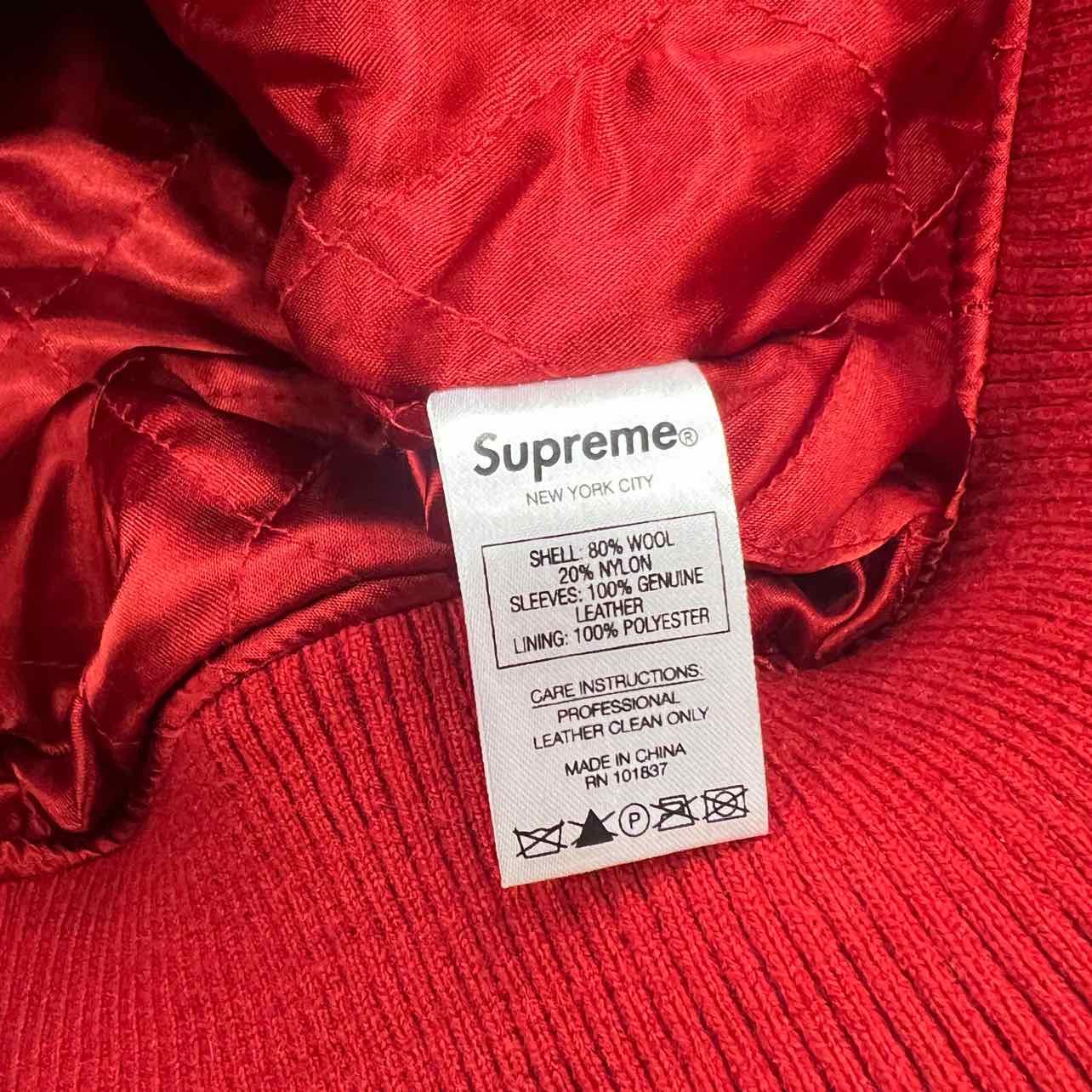 Supreme Varsity Jacket "KING" Red Used Size M