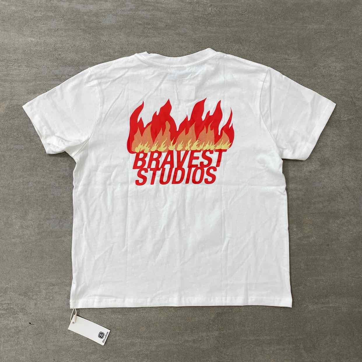 Bravest Studios T-Shirt &quot;FLAME&quot; White New Size M