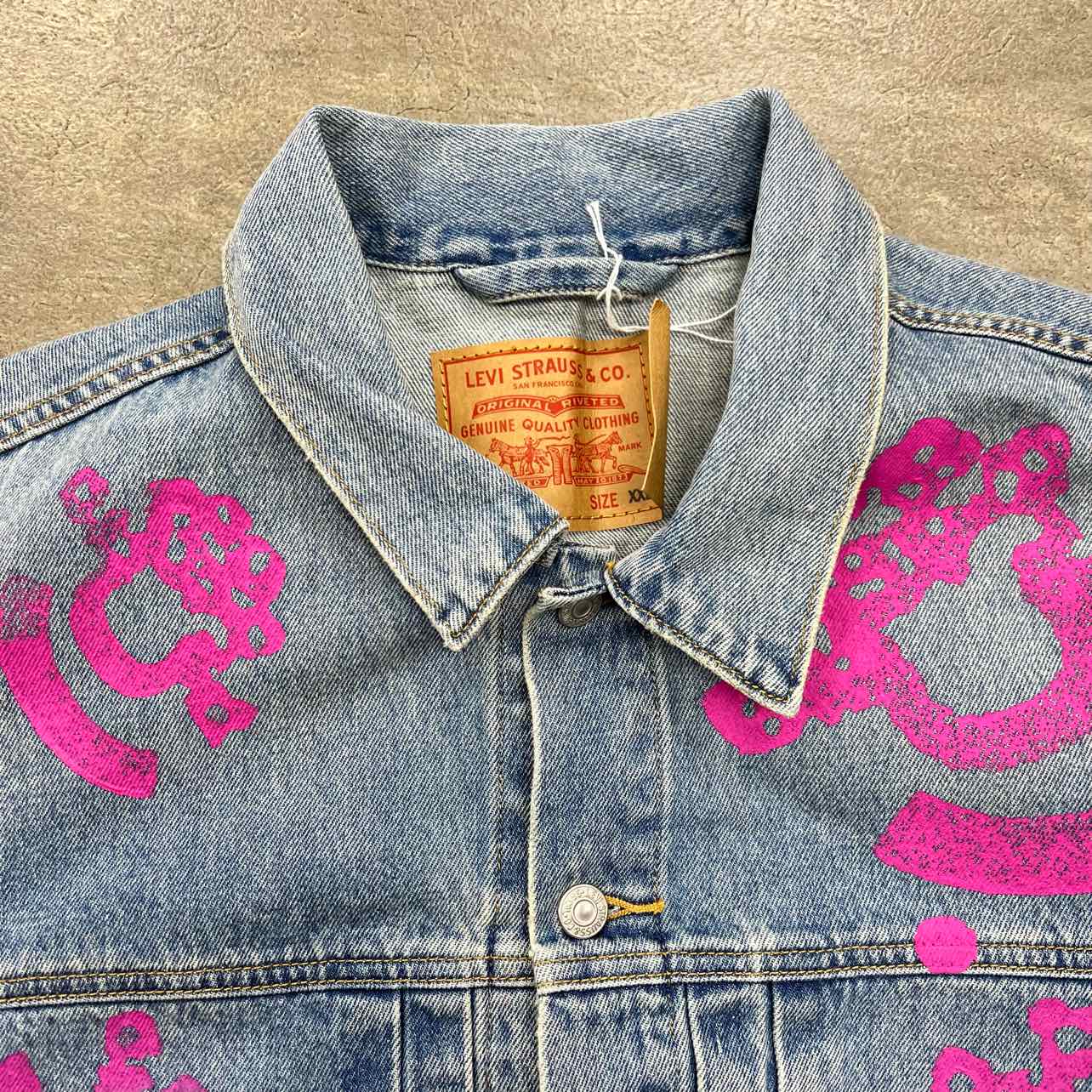 Denim Tears Jacket &quot;BSTROY TEARS&quot; Pink/Green Used Size 2XL