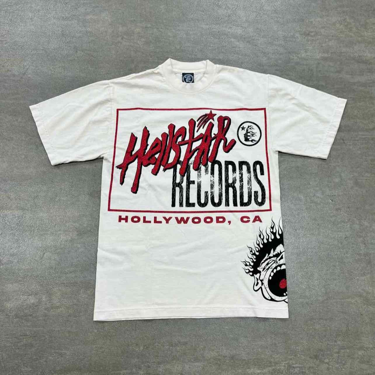 Hellstar T-Shirt &quot;RECORDS&quot; Cream New Size 2XL