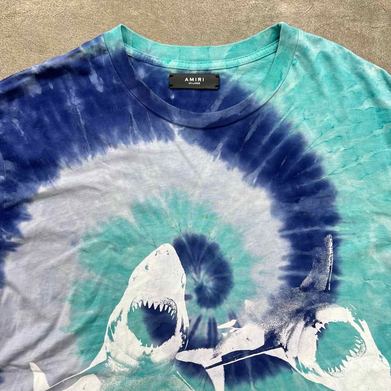 Amiri T-Shirt &quot;SHARK&quot; Blue Used Size 2XL